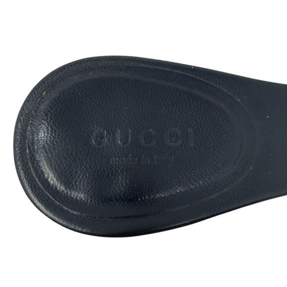 Gucci GG Logo Monogram Supreme Canvas Leather Black Heels Sandals Slides US 7‎ - Picture 6 of 11